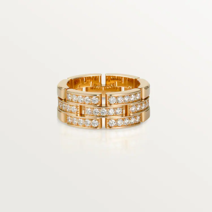 MAILLON PANTHÈRE RING, 3 HALF DIAMOND-PAVED ROWS