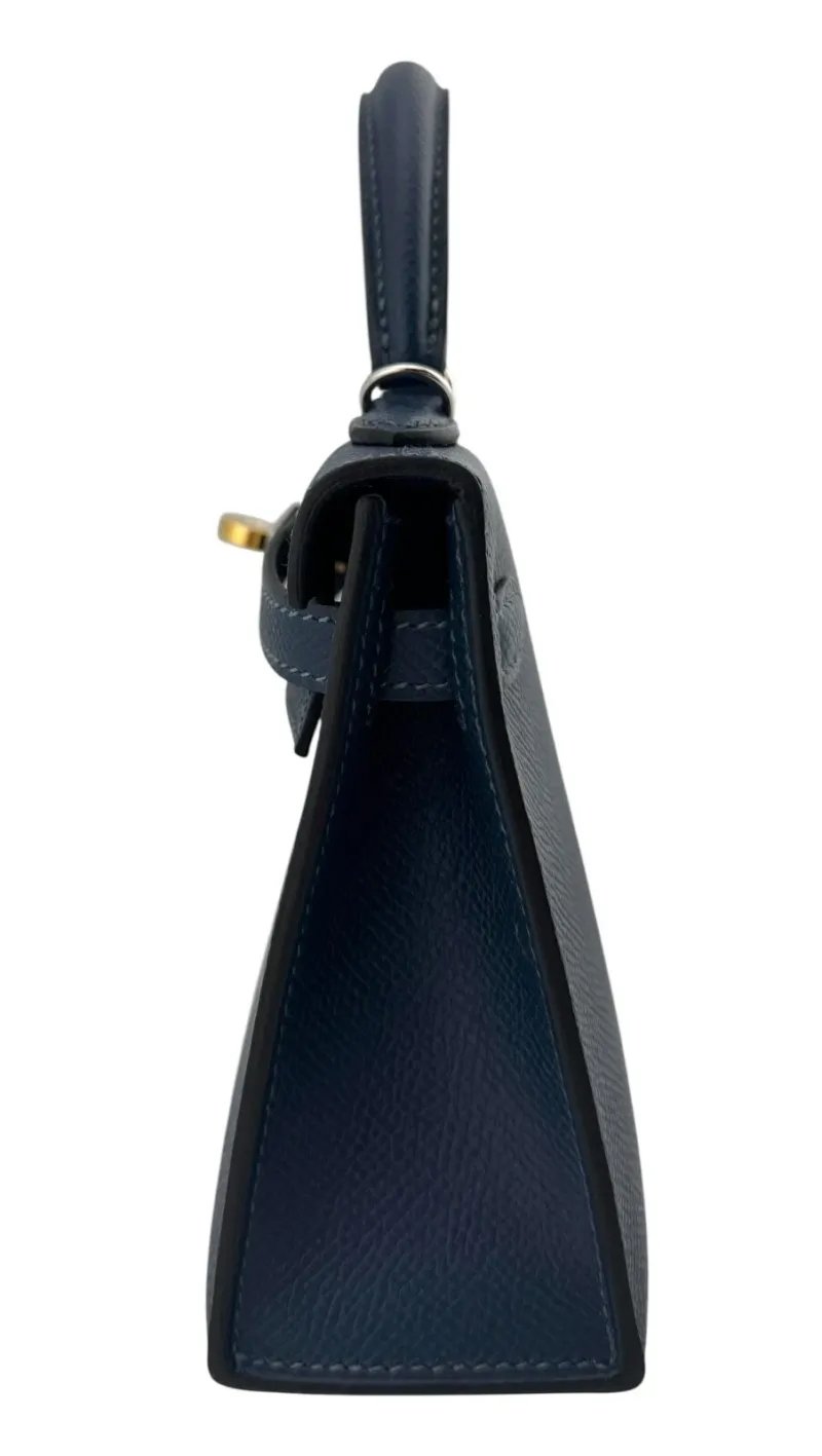 Herthemes Bleu de Prusse Epsom Mini Kelly 20 II Electrum Hardware
