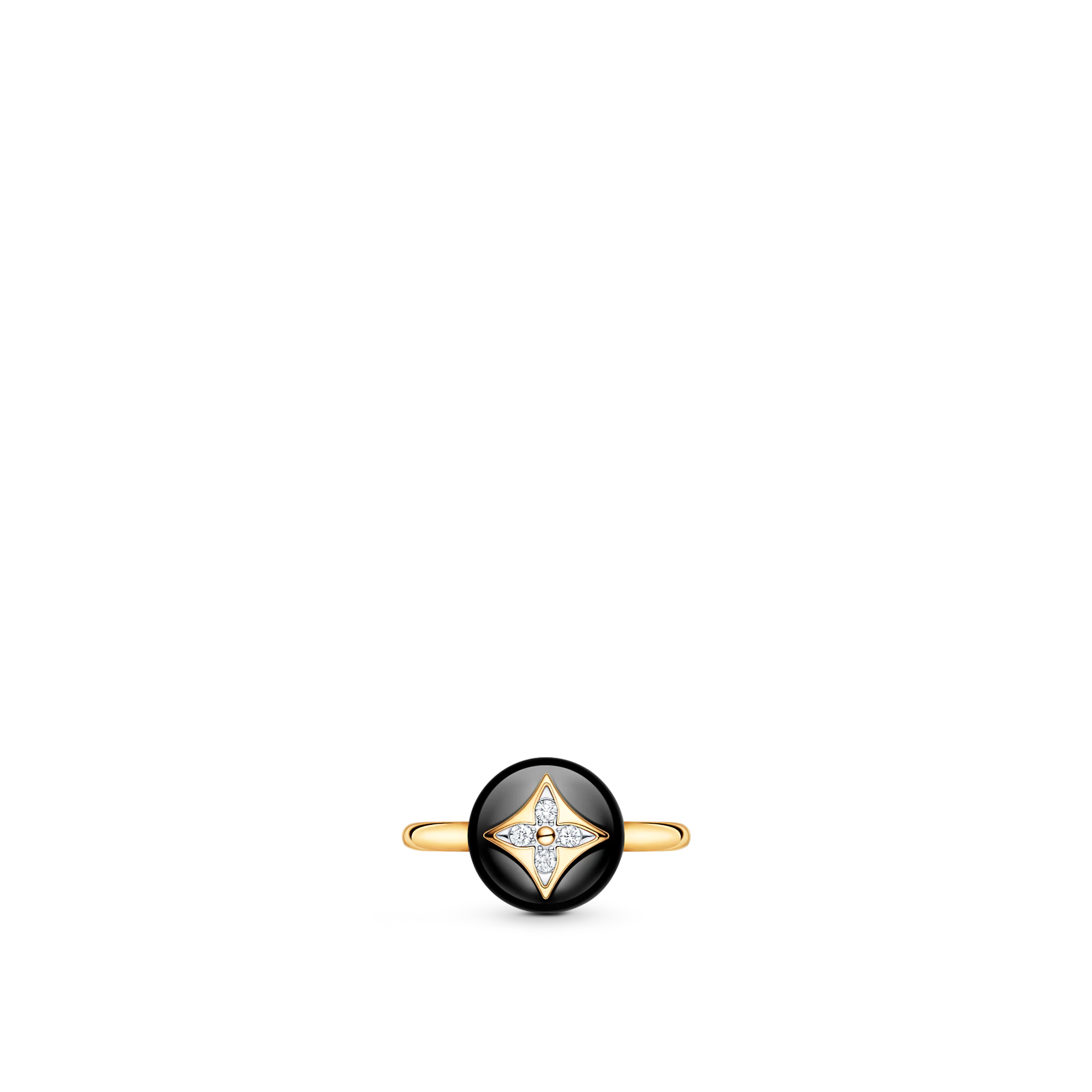 B Blossom Ring, Yellow Gold, White Gold, Onyx And Diamonds