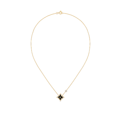 Color Blossom Bb Star Pendant, Yellow Gold, Onyx And Diamond