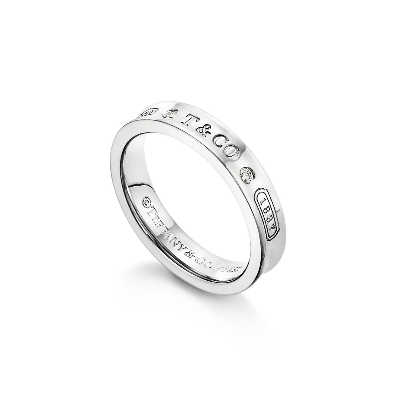 1837庐 Ring in White Gold with Diamonds, Narrow