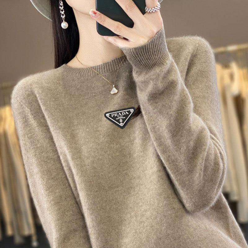 Supports quality inspection, seamless 100% pure wool, first-line ready-to-wear, autumn and winter new short-sleeve round-neck solid color knitted sweater.