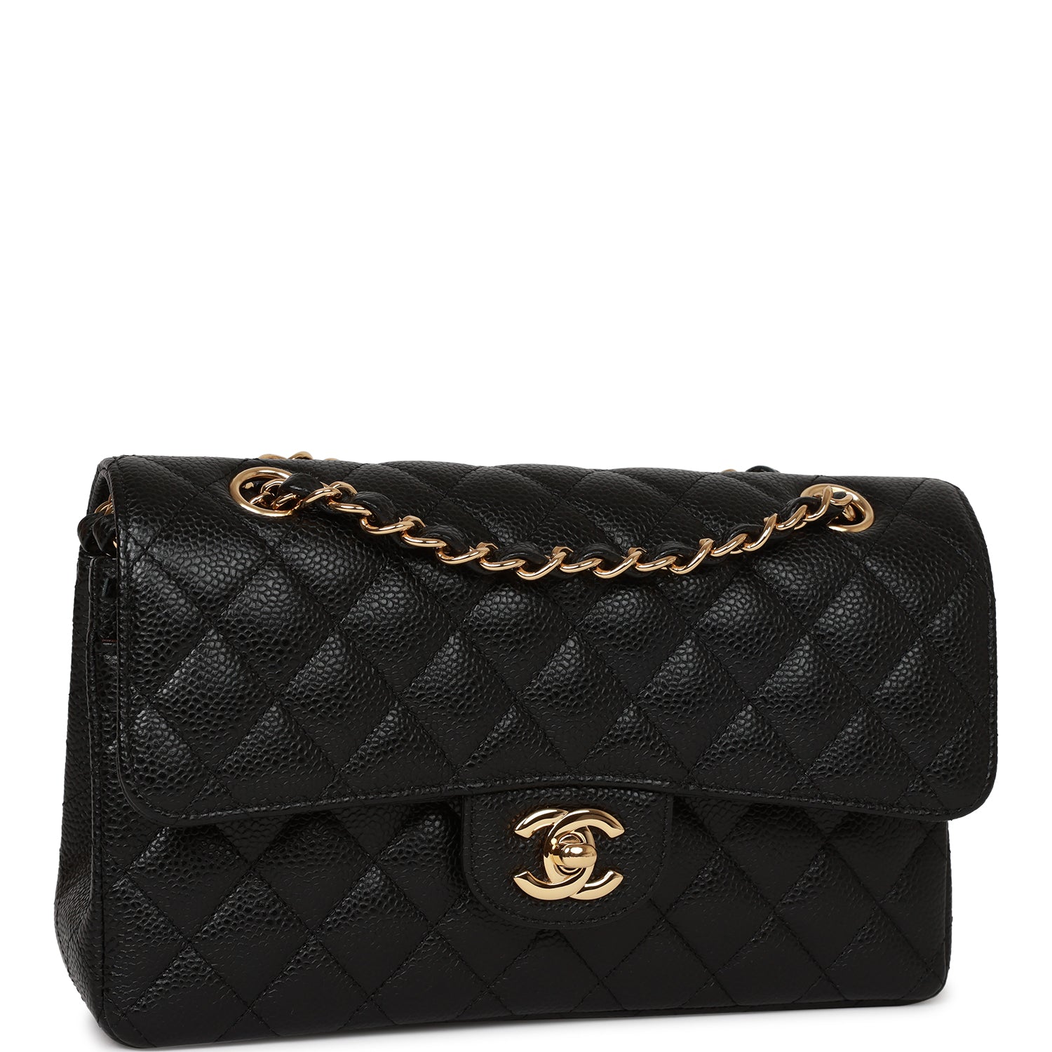 Small Classic Double Flap Bag Black Caviar Gold Hardware