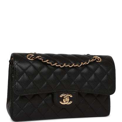 Small Classic Double Flap Bag Black Caviar Gold Hardware