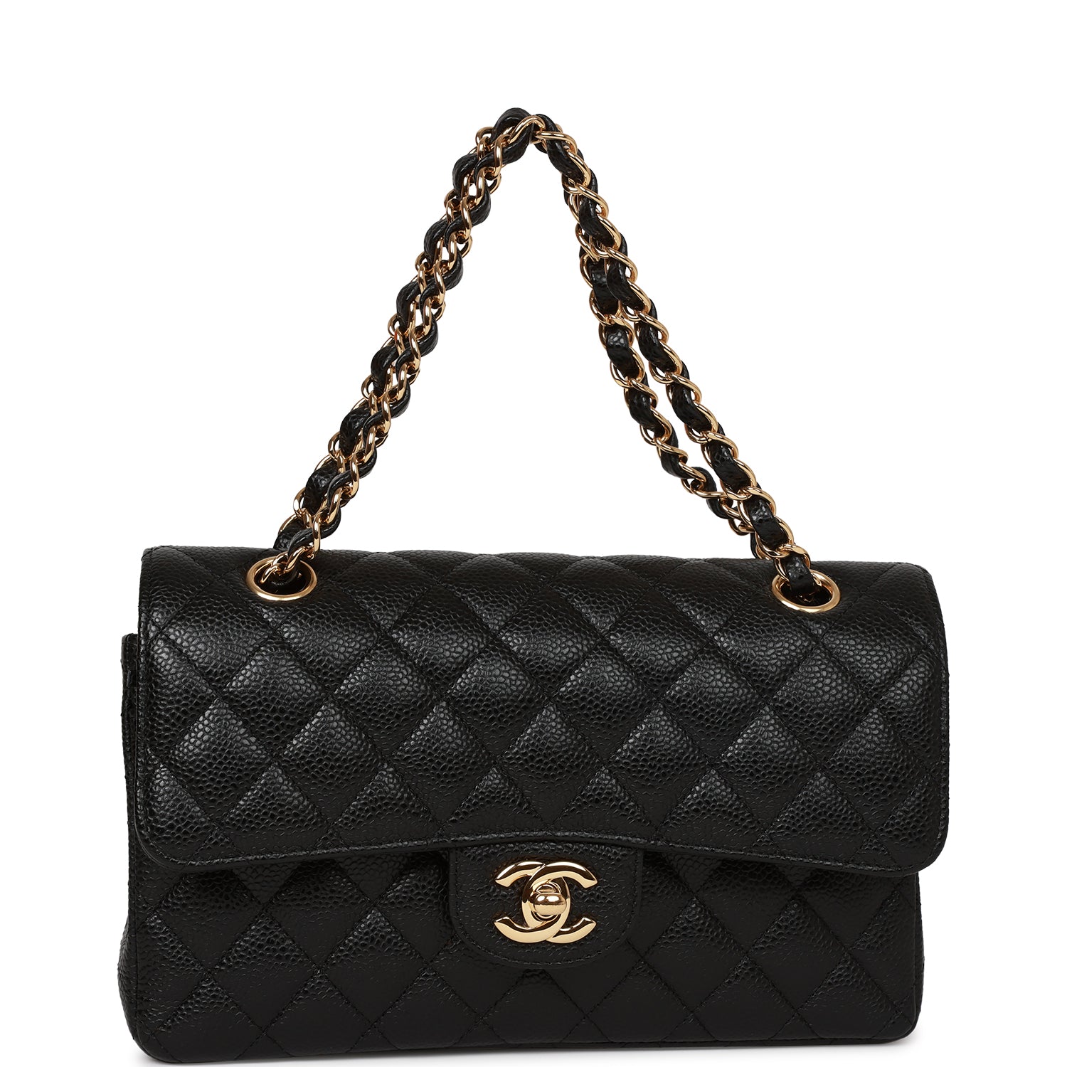 Small Classic Double Flap Bag Black Caviar Gold Hardware