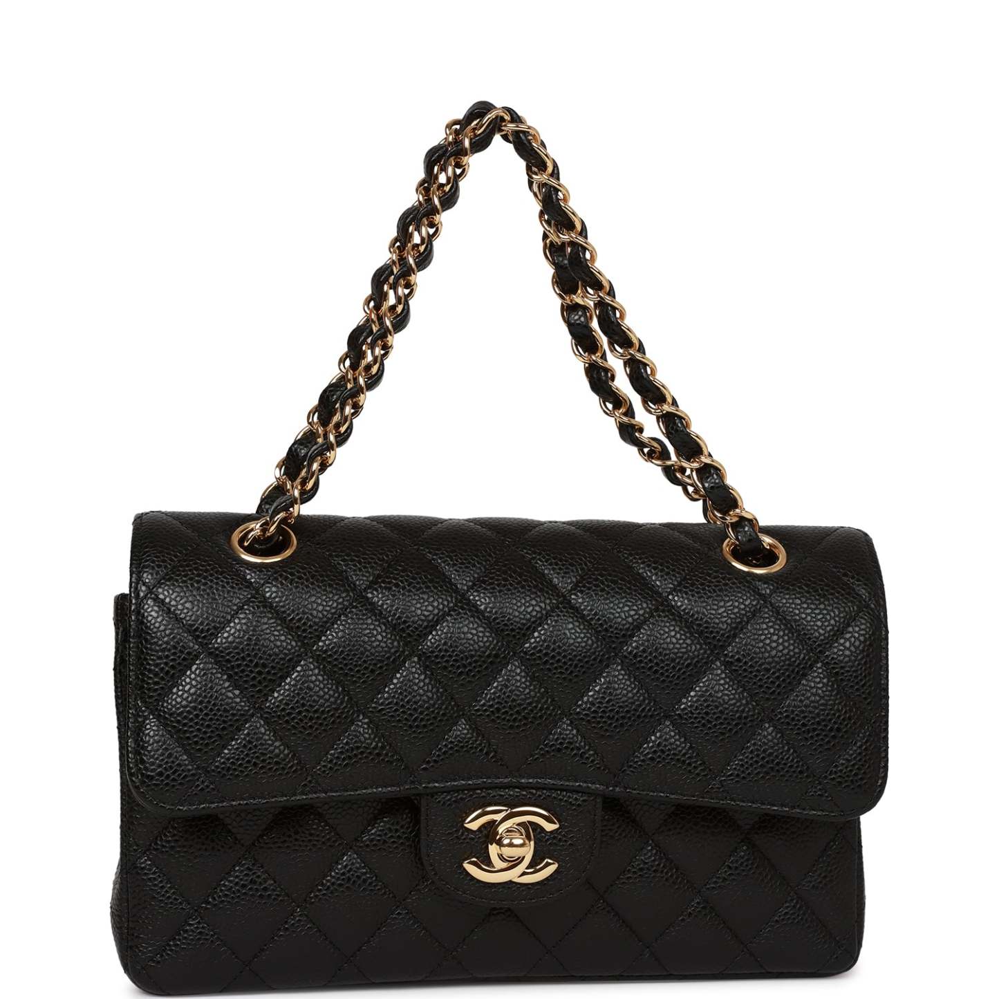 Small Classic Double Flap Bag Black Caviar Gold Hardware