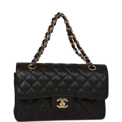 Small Classic Double Flap Bag Black Caviar Gold Hardware
