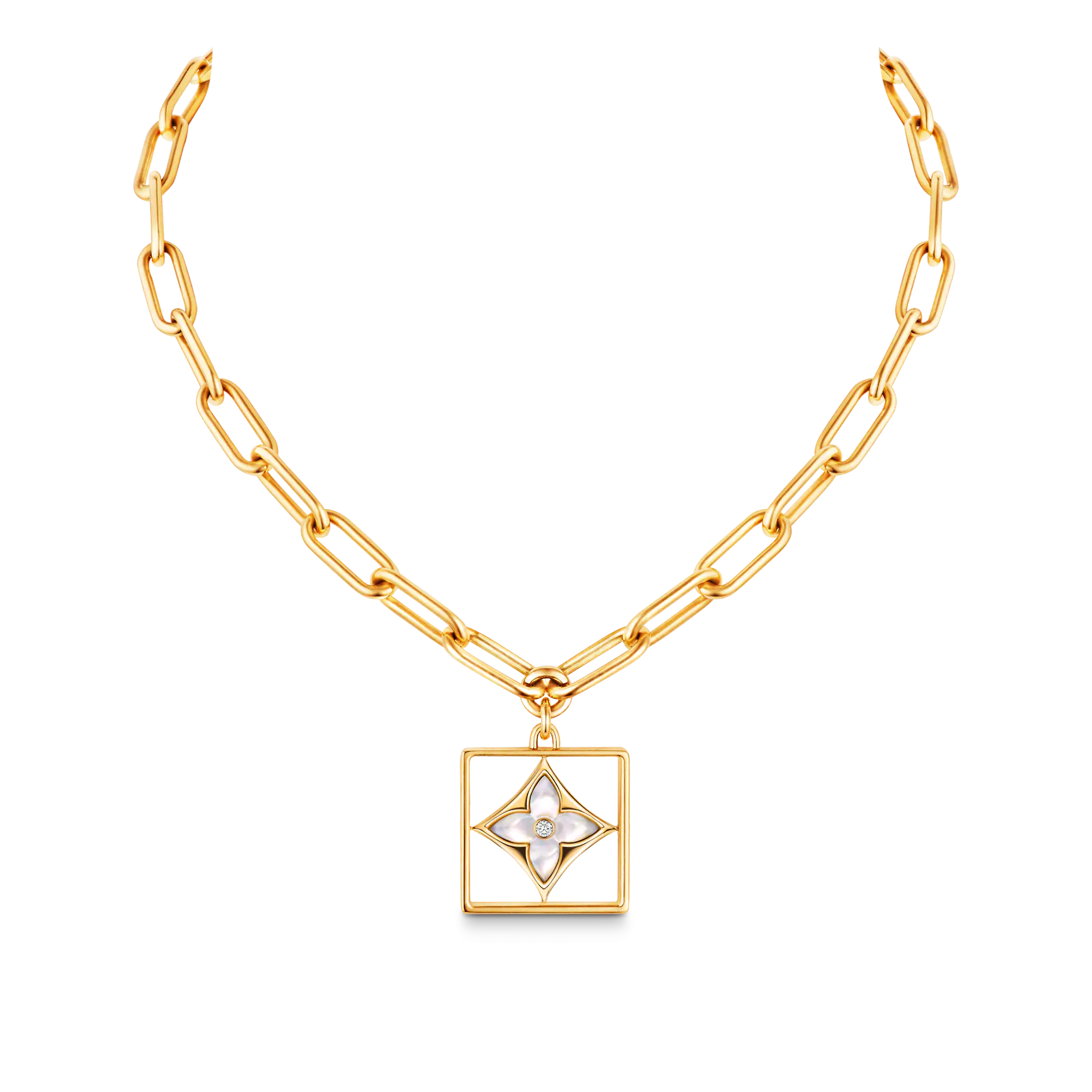 B Blossom Necklace, Yellow Gold, White Mother-Of-Pearl And Diamonds