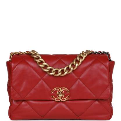 Medium 19 Flap Bag Red Calfskin Mixed Hardware