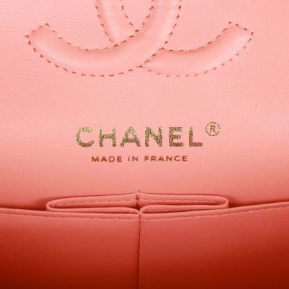 Small Classic Double Flap Pink Lambskin Light Gold Hardware