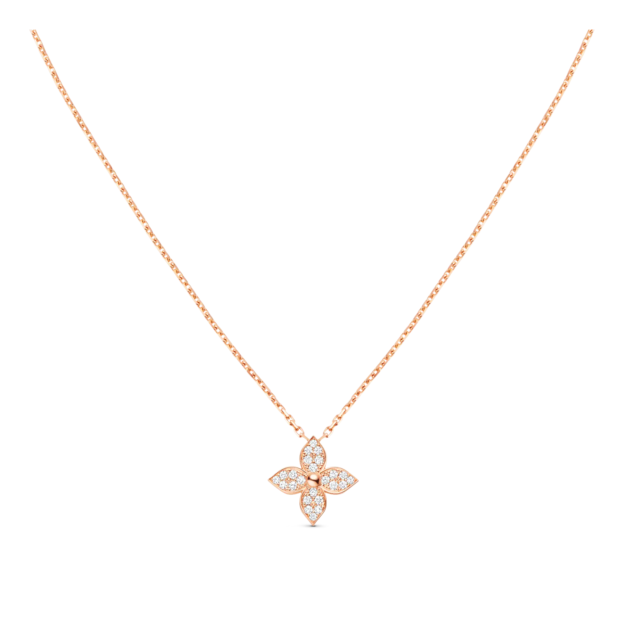 Star Blossom Pendant, Pink Gold And Diamonds