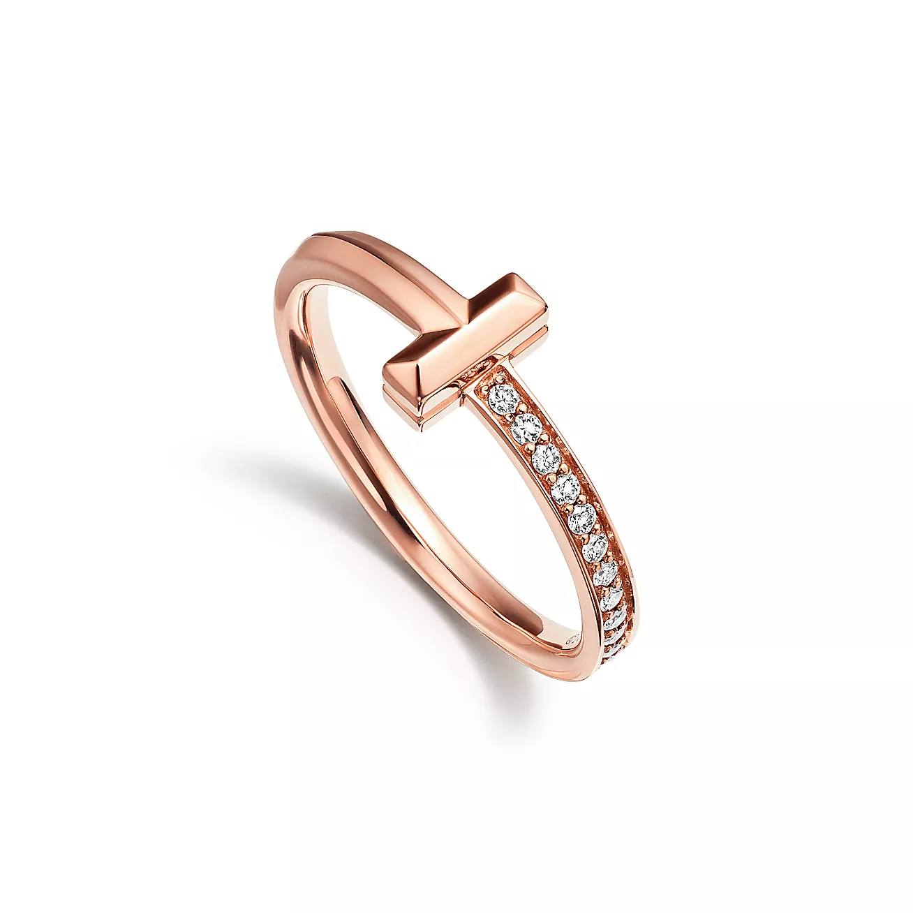 T T1 Ring in Rose Gold with Diamonds, 2.5 mm