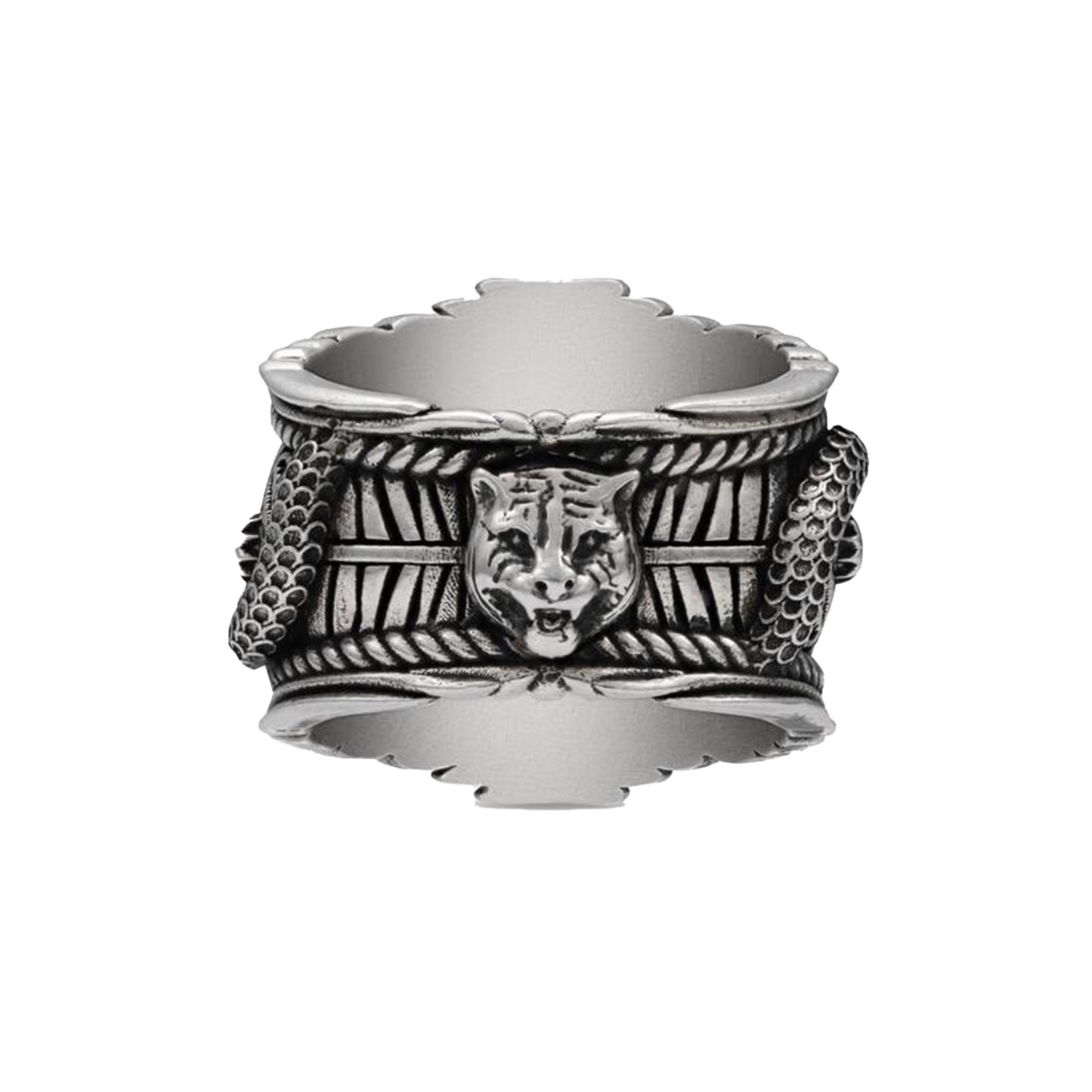 Medium Feline Head Sterling Silver Ring