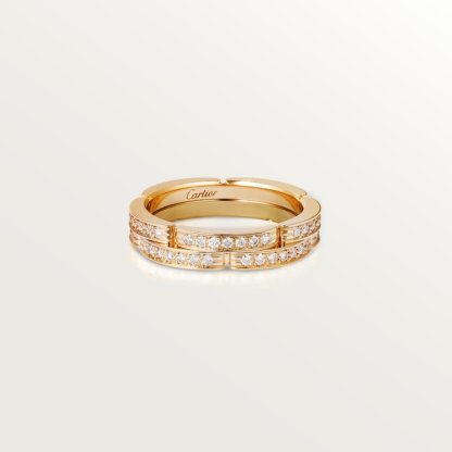 MAILLON PANTHÈRE WEDDING BAND, 2 HALF DIAMOND-PAVED ROWS