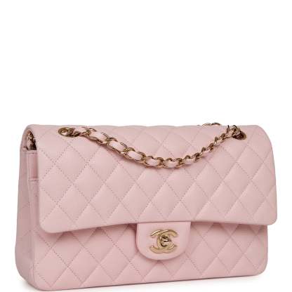 Medium Classic Double Flap Bag Light Pink Caviar Light Gold Hardware