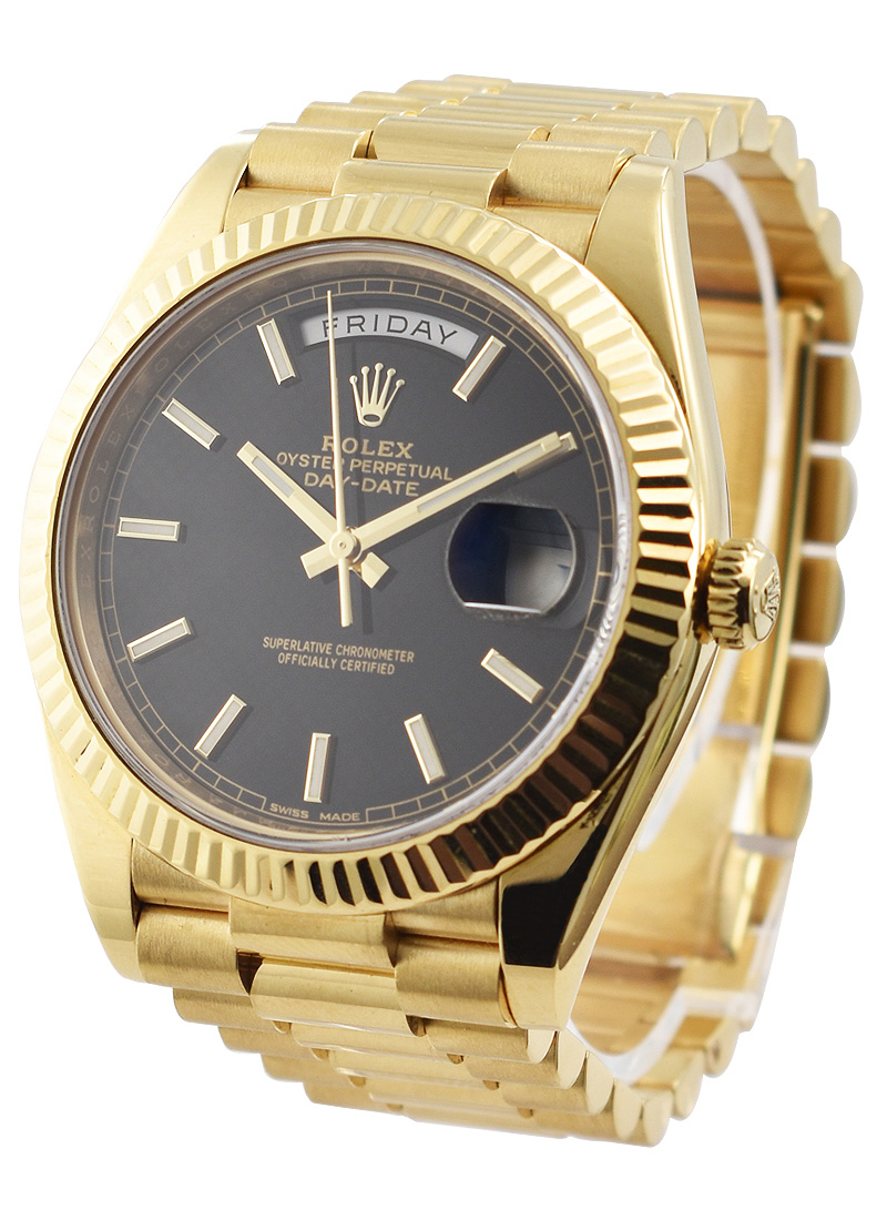 Day-Date 40 Yellow Gold Black Dial Watch 228238-0004
