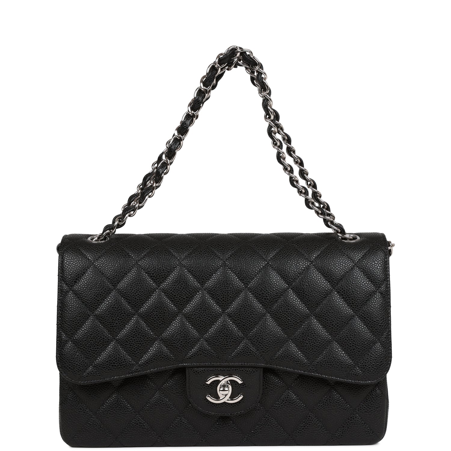 Jumbo Classic Double Flap Bag Black Caviar Silver Hardware