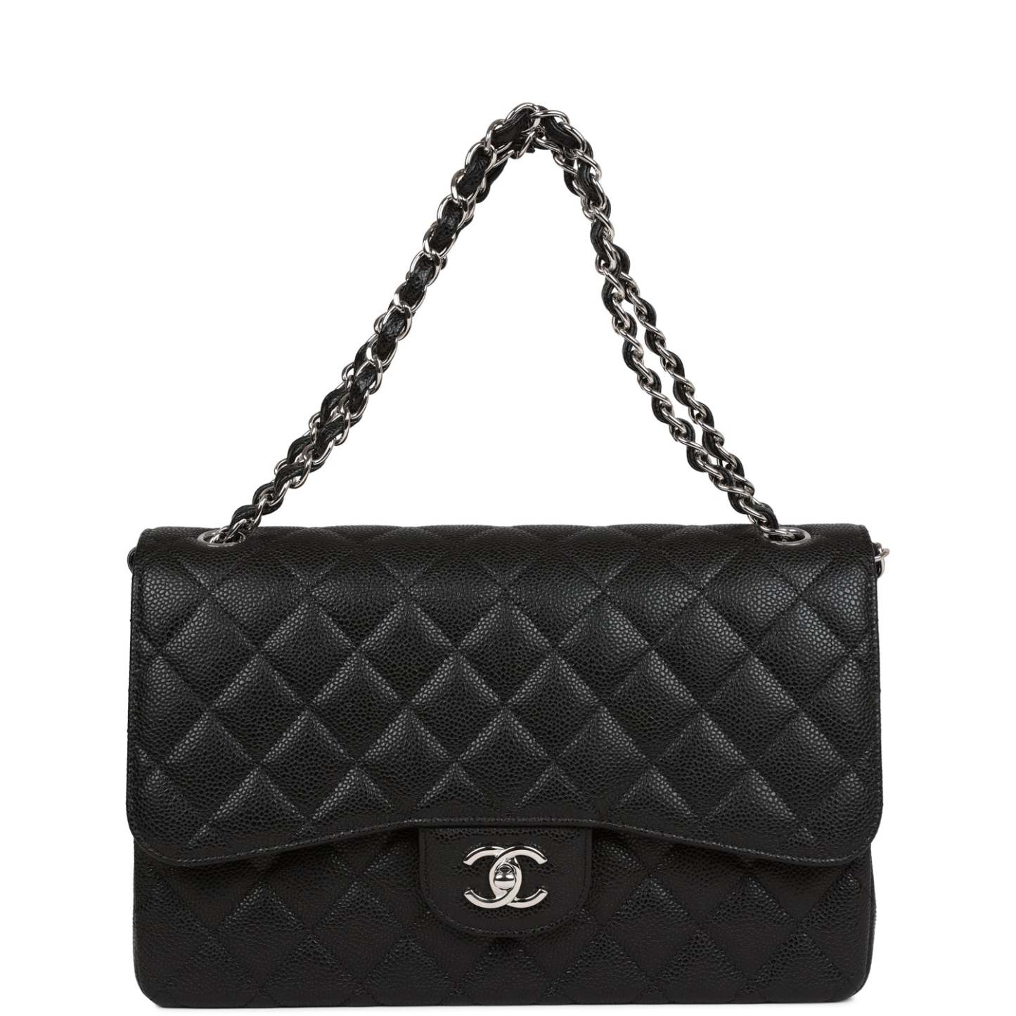 Jumbo Classic Double Flap Bag Black Caviar Silver Hardware