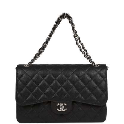 Jumbo Classic Double Flap Bag Black Caviar Silver Hardware