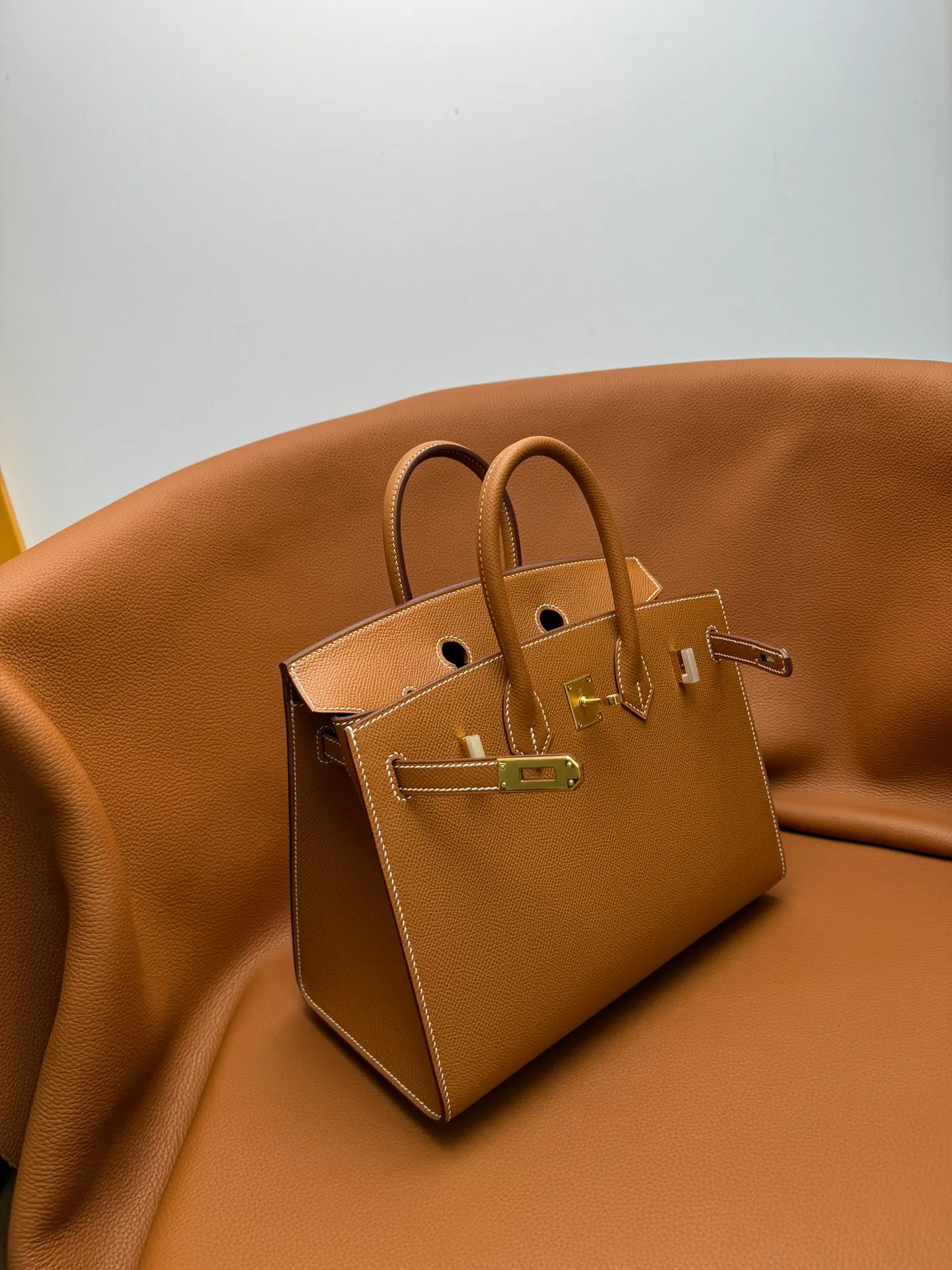 Birkin 25/30/35 Bag Gold (Amber Brown) Epsom Leather