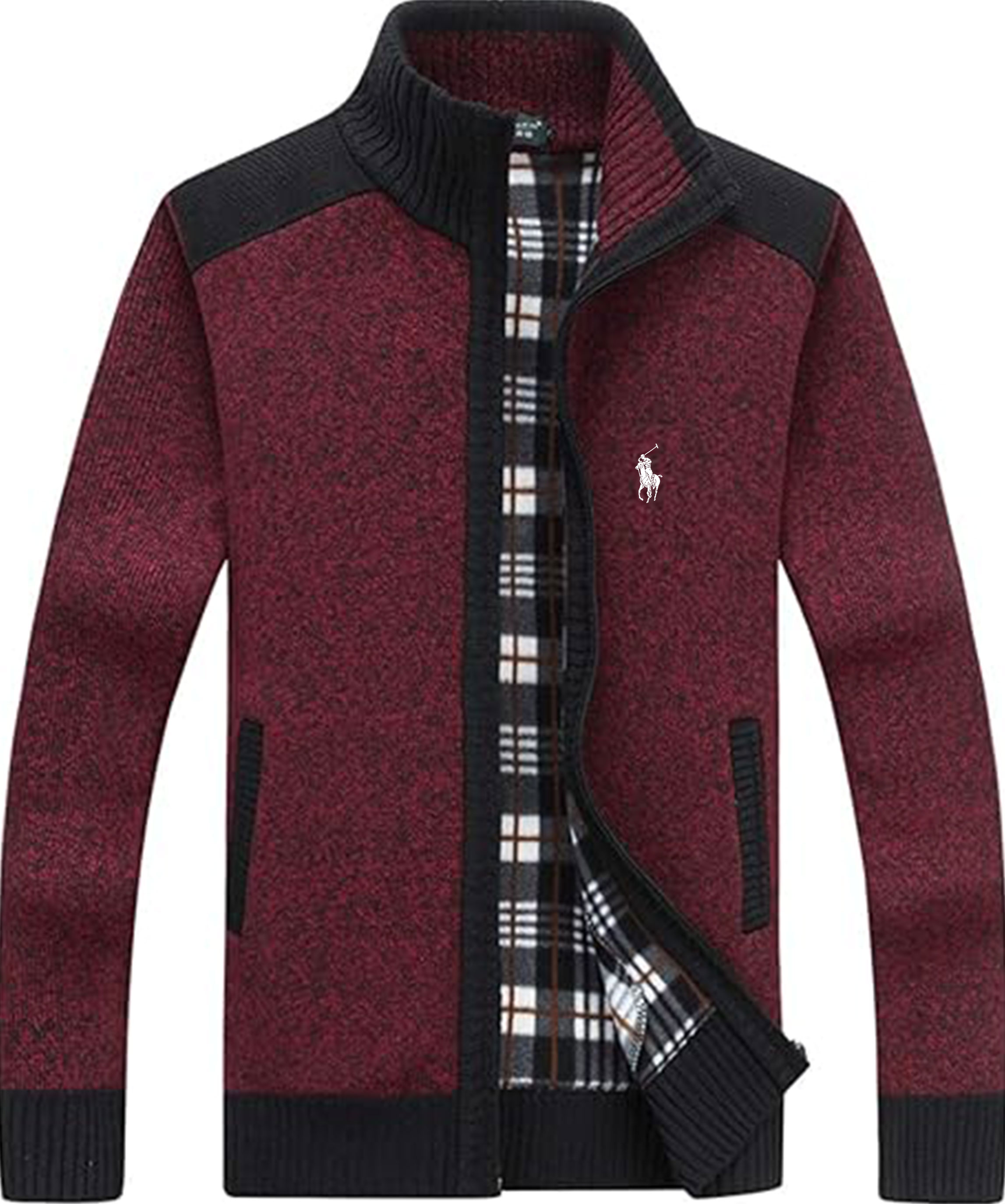 Men's Shawl Collar Cardigans Slim Fit Button Cable Knit Black Sweater Pockets