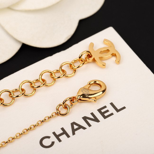 Round Double C Enamel Pendant Choker Necklace Black/White Gold Hardware