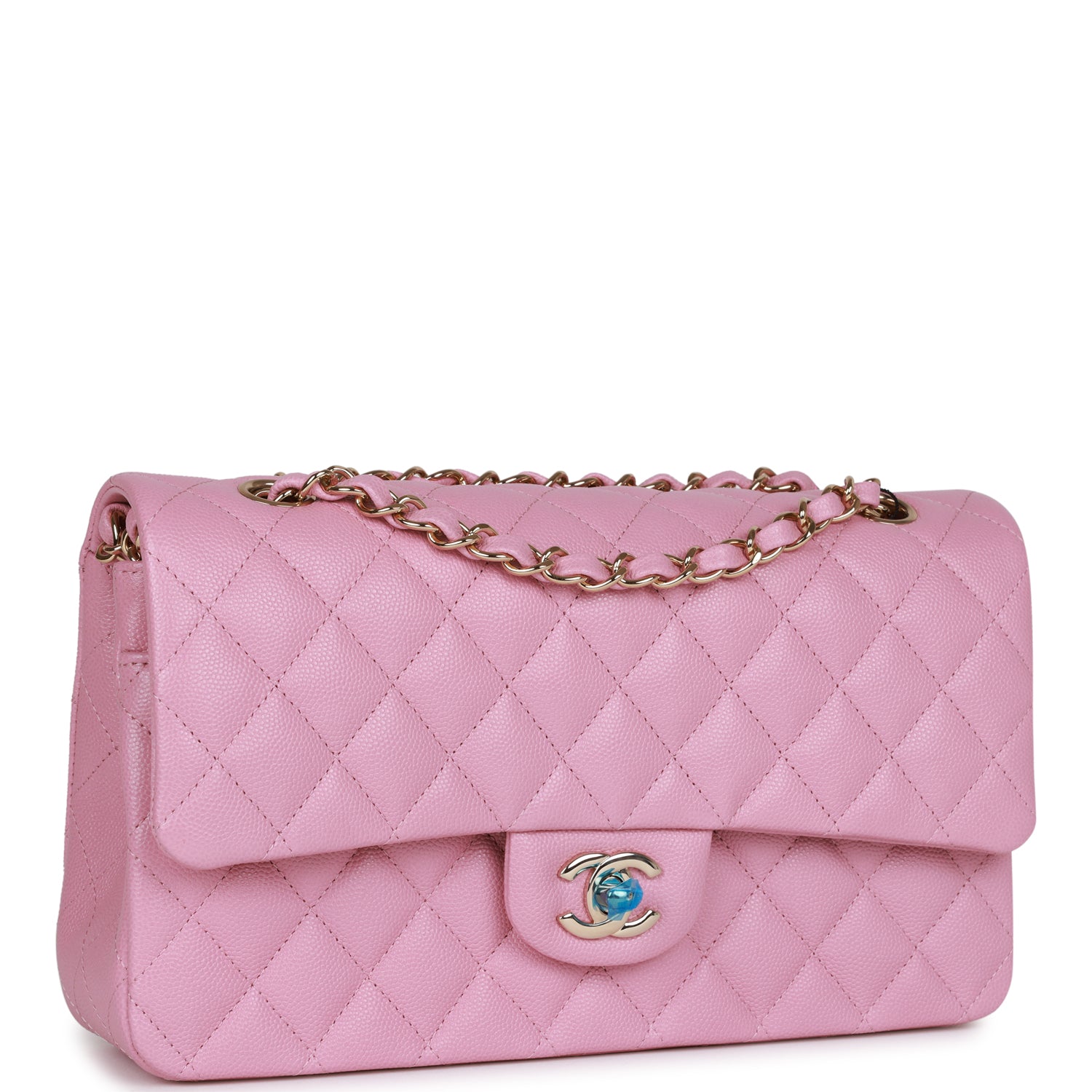 Medium Classic Double Flap Bag Dark Pink Caviar Light Gold Hardware
