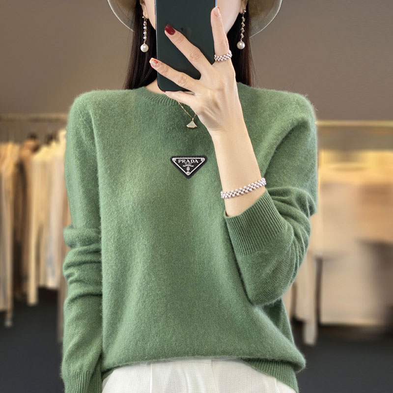Supports quality inspection, seamless 100% pure wool, first-line ready-to-wear, autumn and winter new short-sleeve round-neck solid color knitted sweater.