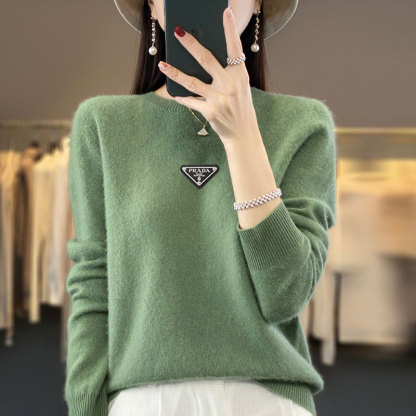 Supports quality inspection, seamless 100% pure wool, first-line ready-to-wear, autumn and winter new short-sleeve round-neck solid color knitted sweater.