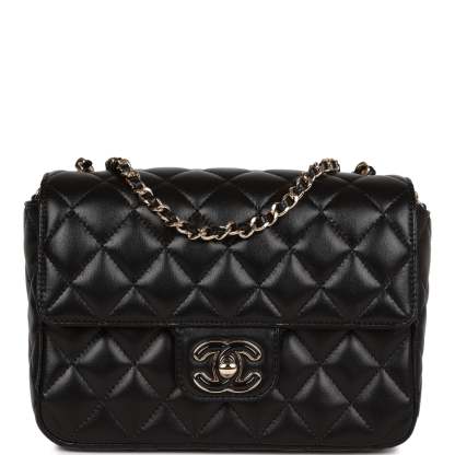 Candy Heart Mini Flap Bag Black Lambskin Enamel and Light Gold Hardware