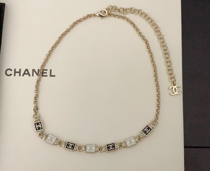 Black and white square necklace