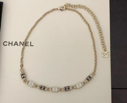 Black and white square necklace