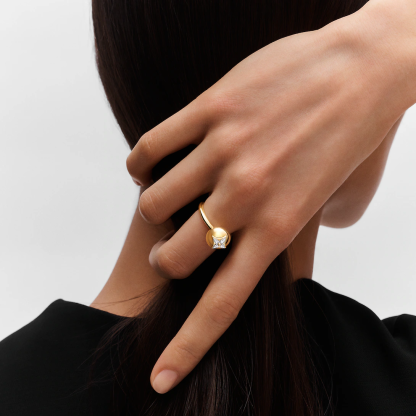 Color Blossom Ring, Yellow Gold, White Gold And Diamonds