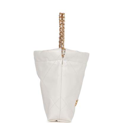 Mini 22 Bag White Calfskin Gold Hardware