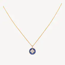 B Blossom Pendant, Yellow Gold, Lapis Lazuli and Diamonds