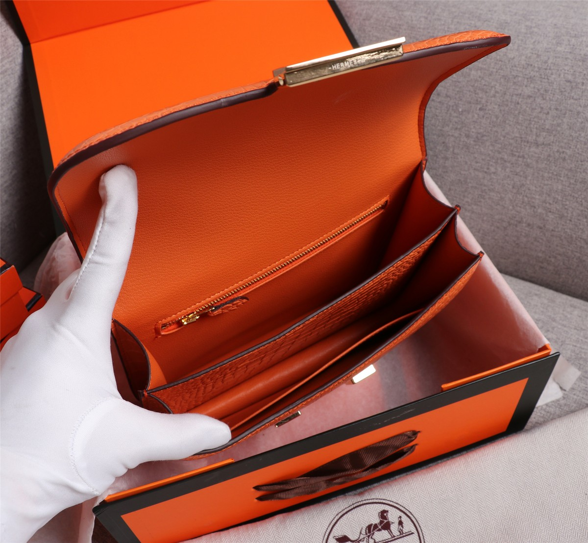 Constance 23 bag Orange Crocodile Leather