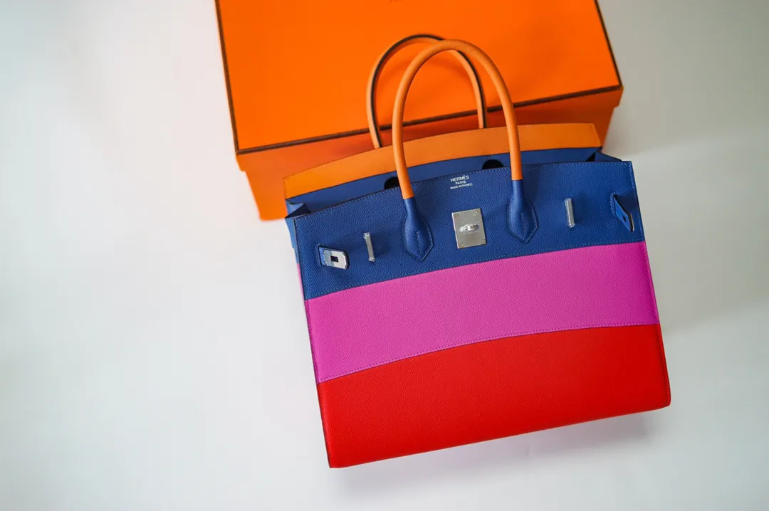 Birkin 35 Bag Four‑Tone Colorblock 1 Epsom Leather