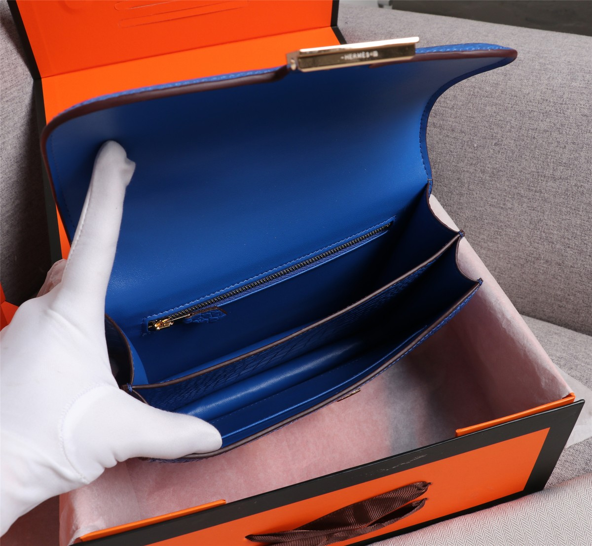 Constance 23 bag Blue Crocodile Leather