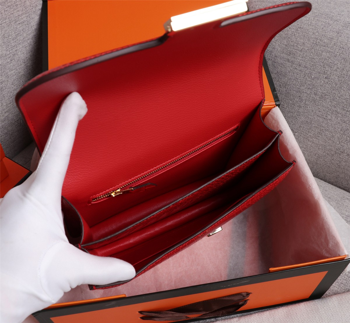 [Copy]Constance 23 bag Red Crocodile Leather