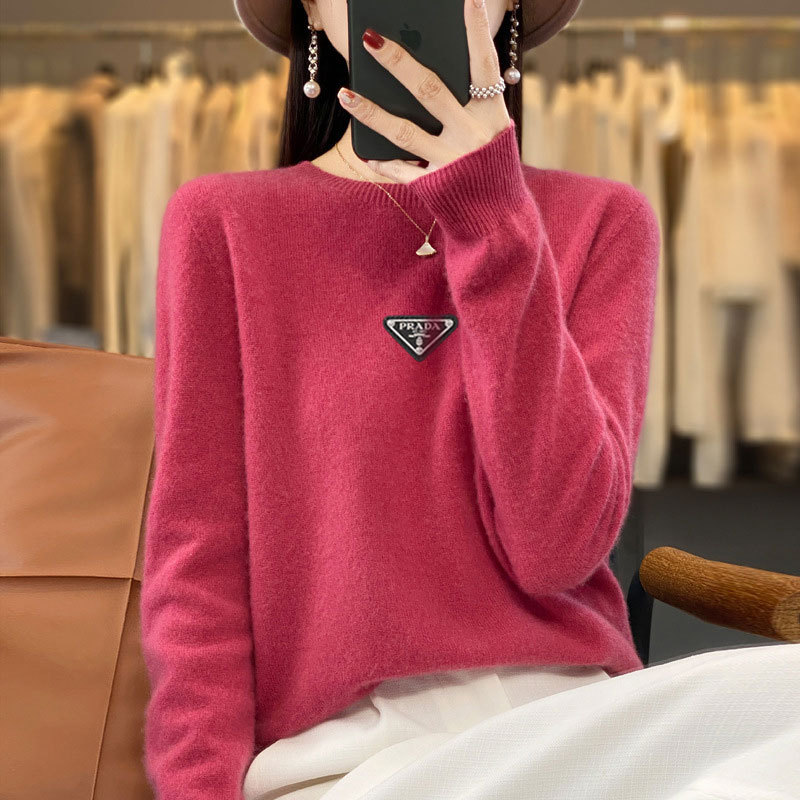 Supports quality inspection, seamless 100% pure wool, first-line ready-to-wear, autumn and winter new short-sleeve round-neck solid color knitted sweater.