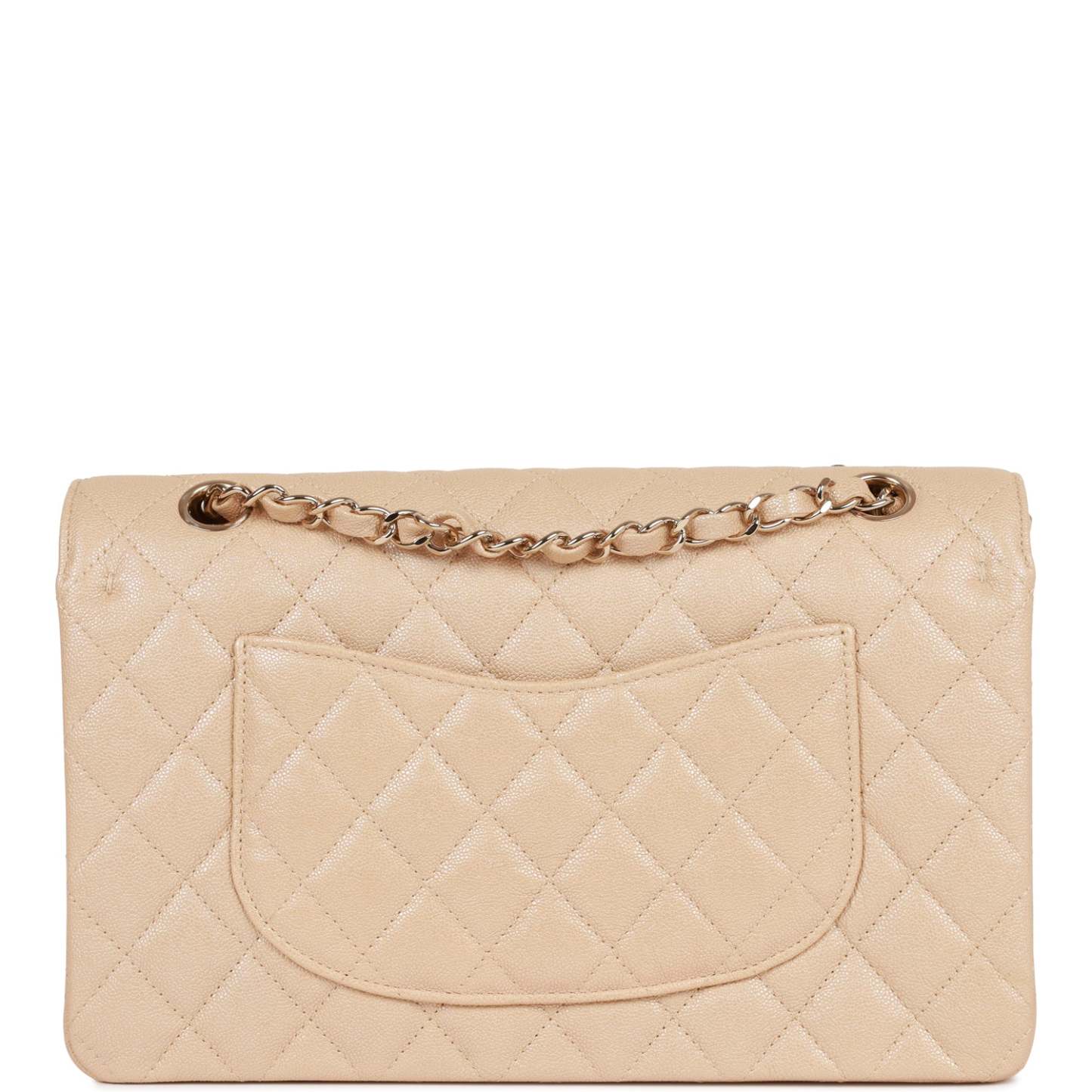 Medium Classic Double Flap Bag Beige Iridescent Caviar Light Gold Hardware