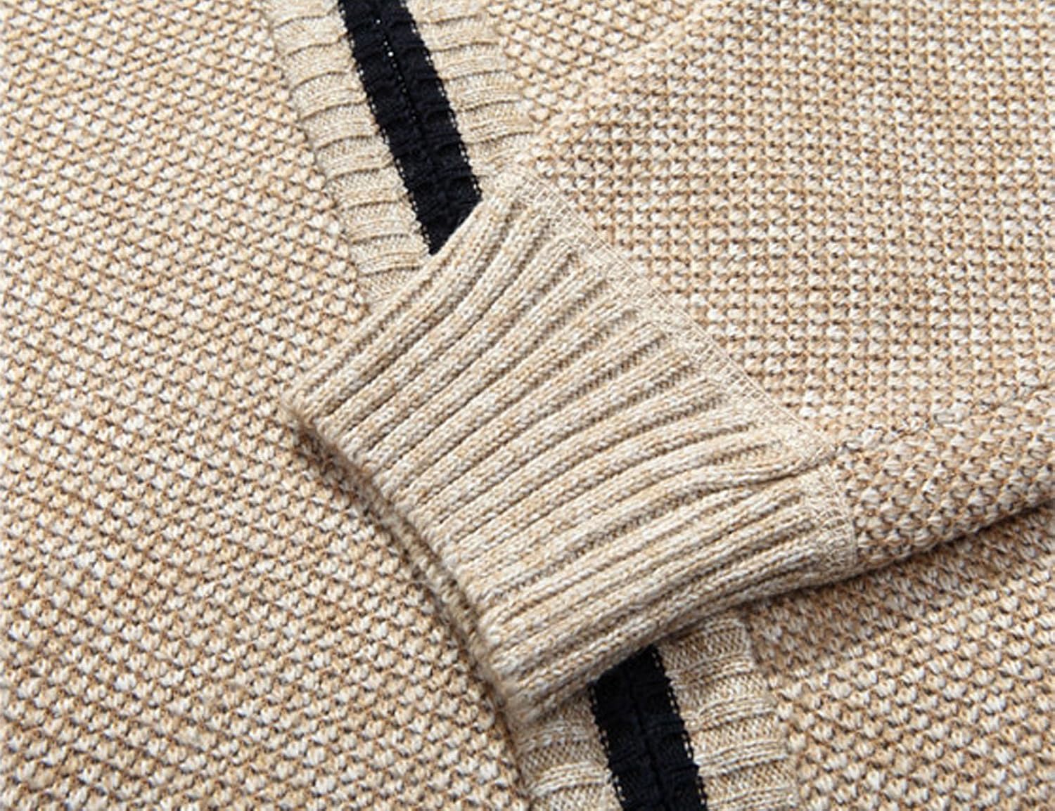 Men's Shawl Collar Cardigans Slim Fit Button Cable Knit Black Sweater Pockets