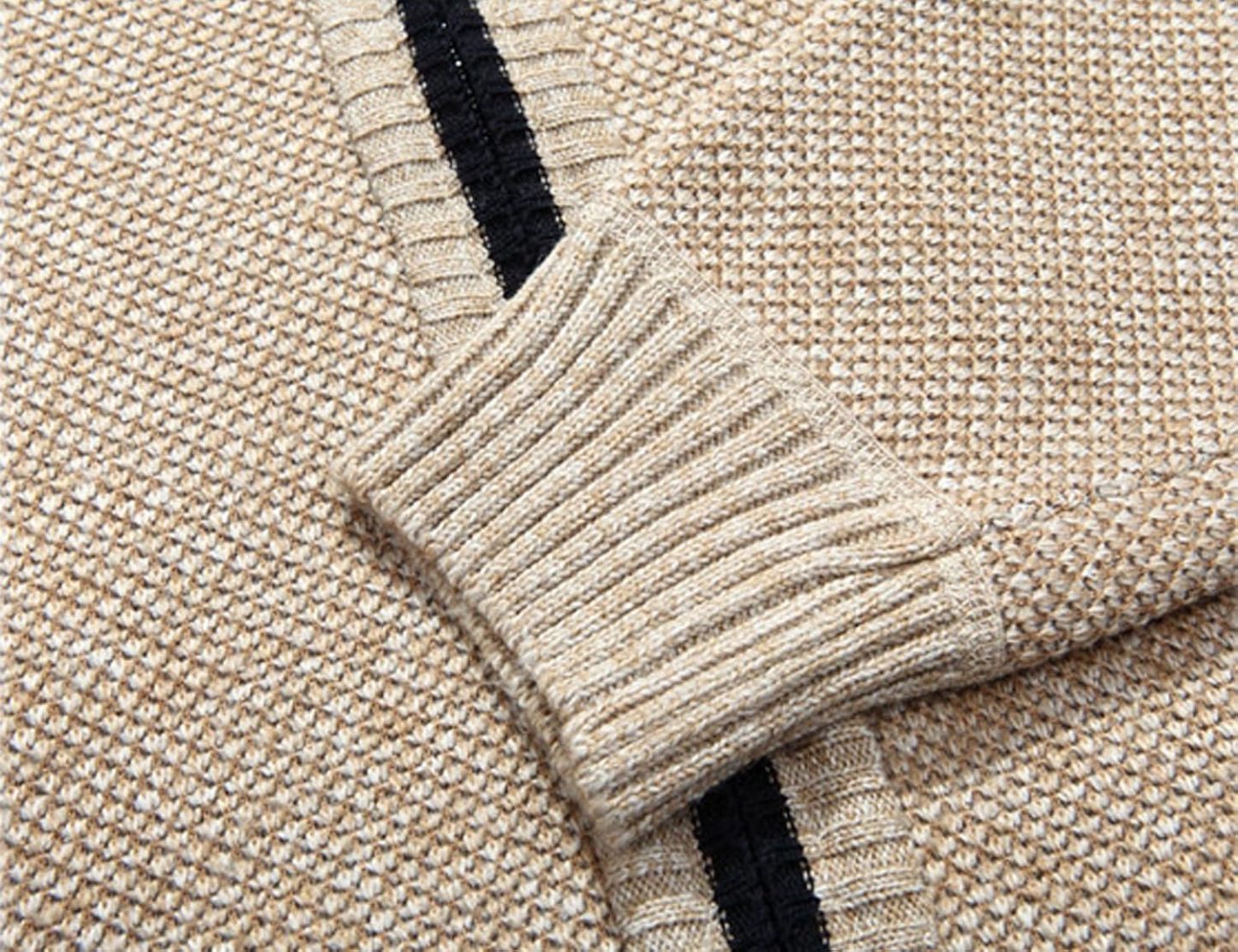 Men's Shawl Collar Cardigans Slim Fit Button Cable Knit Black Sweater Pockets