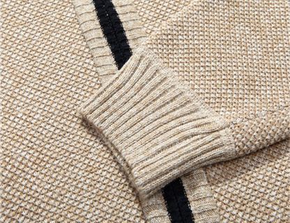 Men's Shawl Collar Cardigans Slim Fit Button Cable Knit Black Sweater Pockets