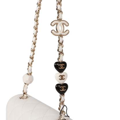 Sweet Mini Square Flap Bag White Lambskin Light Gold Hardware