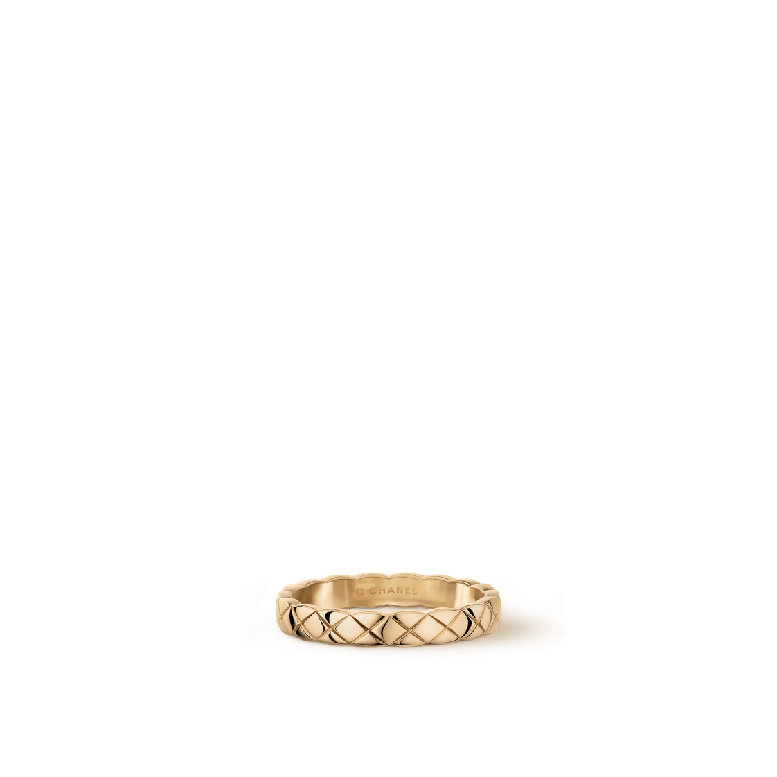 COCO CRUSH RING Quilted motif, mini version, 18K BEIGE GOLD
