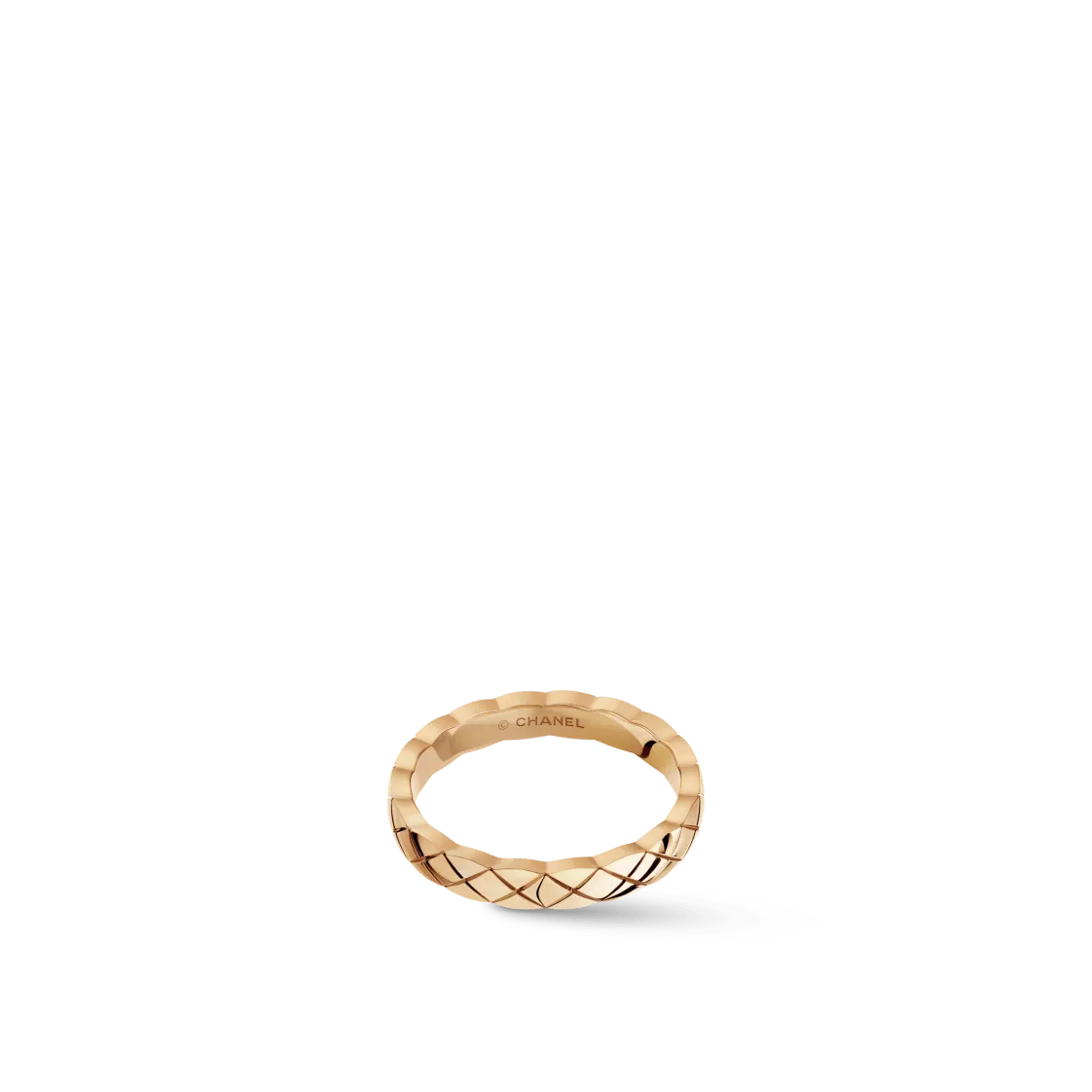 COCO CRUSH RING Quilted motif, mini version, 18K BEIGE GOLD