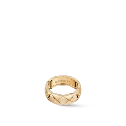 COCO CRUSH RING Quilted motif, small version, 18K BEIGE GOLD