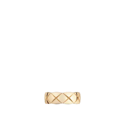 COCO CRUSH RING Quilted motif, small version, 18K BEIGE GOLD