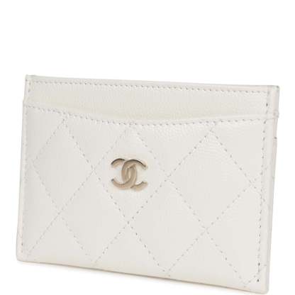 Card Holder Wallet White Caviar Light Gold Hardware